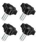 Badass Rock Solid M10 X 20 Mm Star Locking Clamping Knobs With A Grippy Polymer Design set of 4 with black polymer grips and steel stems