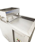 Commercial Gas Coffee Roaster With A Solid Stainless Steel Drum Hella Fast For Toasting Beans And Nuts showing top view of stainless steel structure.