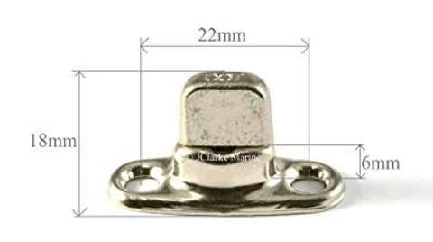Turn Button Eyelet And Stud Fastener Kit 6mm, Common Sense Fasteners, Marine Grade Nickel Plated Brass, Front View with Dimensions