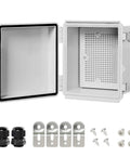 Pro Level IP67 Waterproof Electrical Box Built Tough For Hassle Free Install featuring open rugged ABS plastic enclosure and accessories.