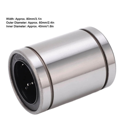 Two Pack LM40UU Linear Ball Bearings 40Mm Inner Diameter 60Mm Outer Diameter Steel Linear Motion Bushings