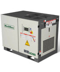 Front view of 10HP Rotary Screw Air Compressor With 32 CFM At 116 PSI, 460V 3-Phase Industrial Grade Machine Built Tough With Premium Airend, IP54 Protected Motor, Class F Insulation And SKF Bearings For Long Life.