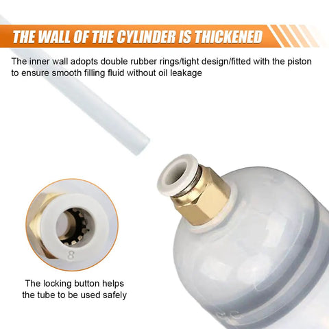 Close-up of Heavy Duty 500CC Auto Fluid Extractor Pump with reinforced suction hose and locking button for safe use.