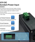Industrial 8 Port Gigabit Ethernet Switch With DIN Rail Or Wall Mount Unmanaged 10 100 1000 Mbps RJ45 Ports Built To Last, focusing on redundant power input, surge protection, reverse polarity safeguards, industrial-grade design.