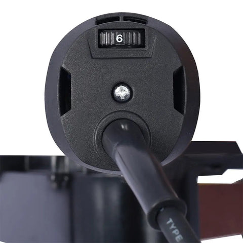 Top-Notch 1300W Tube Belt Sander With Variable Speed Pipe Polisher knob showing speed setting 6 for precise control.