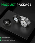 Heavy Duty Drive Belt Tensioner And Idler Pulley Kit For Chevrolet Trailblazer, Envoy, Rainier, Saab 9-7x, Ascender 4.2 Liter V6 With No Belt Included, showing idler pulley and tensioner.