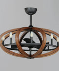 Rustic Ceiling Fan With Eight Dimmable Integrated Lights And Slick Smart Setup In Antique Pecan And Anthracite Finish, 36 inch ceiling fan with wood and metal.