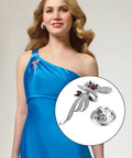 120 Pairs Fresh Silver Butterfly Clutch Tie Tacks With Quick Spring Lock Pin Backs For Zero Fuss Earring Security That Are Totally Solid And Dope For Snapping On Your Go To Accessories Or Daily Street Style Vibes worn on a blue dress with a decorative brooch.