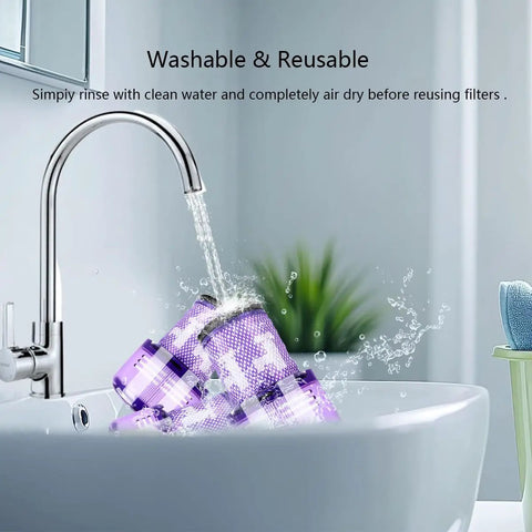 3 Pack Filter Replacement For Dyson V12 Detect Slim And V12 Slim Vacuums being rinsed under tap in sink