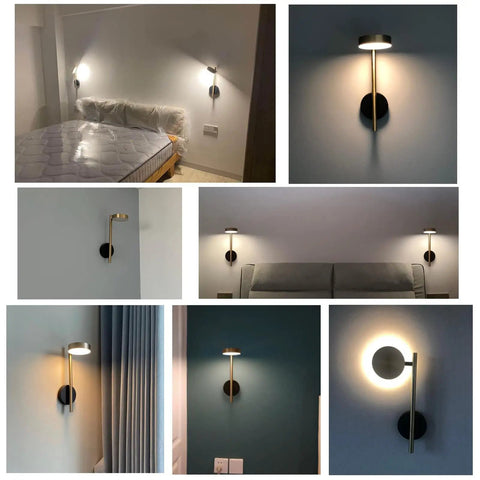 Two In One Plug In Or Hardwired Industrial Gold Brass Wall Sconces in bedroom and living area with adjustable metal arm.