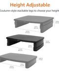 Height Adjustable Monitor Stand Riser With Storage Organizer For Ergonomic Slick Desk Setup Supports Monitors And Laptops Up To 22 Lbs Space Saving Black Finish showing stackable legs with height options