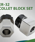 ER-32 Hex And Square Collet Block Set For CNC Lathe And Engraving Machines features hex and square blocks