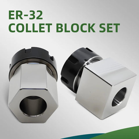 ER-32 Hex And Square Collet Block Set For CNC Lathe And Engraving Machines features hex and square blocks