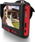 Handy 5 Inch Wrist CCTV Tester With HDMI And VGA Inputs showing a live feed, compact portable tool for field techs