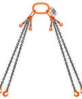 Rock Solid Heavy Hitter 4 Way Chain Lifting Sling With Grab Hooks, 10 ft long, 5/16 inch diameter, for machinery moving.