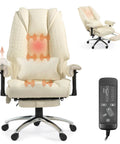 All Day Comfort Massage And Heated Office Chair With Foot Rest, Ergonomic High Back Leather Desk Chair shown with remote