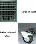 Portable Swamp Cooler On Smooth Rollers Pulls Evaporative Air Cooling Tricks with large air outlet and flexible universal wheel.