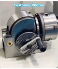 Side view of 4/5/6/8 Inch Indexing Head With Tailstock And 3 Universal Jaws For CNC Milling Machines, Indexing Plate Head, Heavy Duty Rotary Table Accessory For Vertical And Horizontal Milling, 8in/200mm.