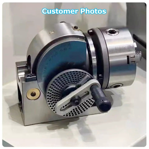 Side view of 4/5/6/8 Inch Indexing Head With Tailstock And 3 Universal Jaws For CNC Milling Machines, Indexing Plate Head, Heavy Duty Rotary Table Accessory For Vertical And Horizontal Milling, 8in/200mm.
