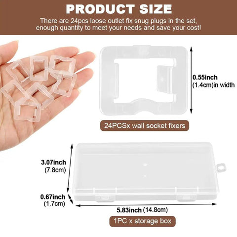 Hand holding 24-Pack Loose Outlet Fix Plugs Snug Fit For Loose Wall Sockets Stop Wobble And Drop Outs Easy Install Socket Stabilizers
