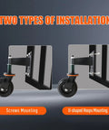 Two mounting types for 600LB Heavy Duty Fence Gate Wheel with Spring Support, 360° Swivel Caster for Wooden & Metal Gates shown.