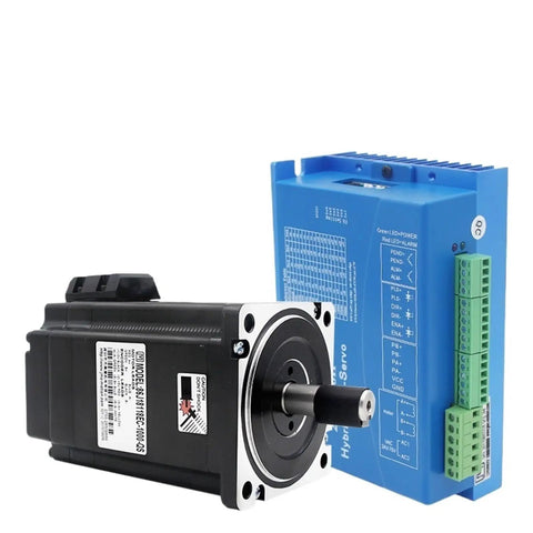Single Nema 34 Closed Loop Stepper Motor 2 Phase Beefy 8.5 Nm Torque For Pro CNC And Robotics Motion 86 Frame Quiet Smooth Operation Durable Industrial Grade Four Color Kit Options, black motor with blue driver