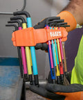 9 Piece Metric Ball End Hex Key Caddy Set With Color Coded L Style Handles Extra Long Arms For Maximum Reach Heat Treated Pro Grade