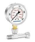 Spraying Pressure Gauge Assembly Compatible With Airless Sprayers Pro Grade High Pressure Fluid Gauge With Tee Fitting One Quarter Inch NPT Threads 0 To 5000 PSI Glycerin Filled, brass tee assembly