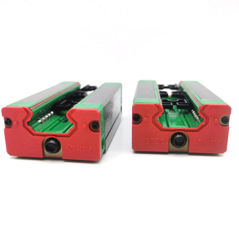 Interchangeable Linear Guide Rail System For CNC Machines And 3D Printers QEH15CA Dope Smooth Motion High Precision Carriage And Rail Easy Block Exchange Reliable Ball Bearing Guideway For Precision Automation, red and green dual carriage blocks