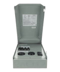 Heavy Duty 100 Amp Rv Power Outlet Box With Gfci Receptacle And Prewired Breakers in open position showing clear layout.