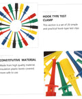 Color Coded Test Clip Probes For Multimeter Set 20 PCS, displayed in circular arrangement and close-up of plastic material