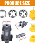 Heavy Duty Pvc Pipe Threader Kit With Electric Drill Adapter And One Half Inch Reusable Die for cutting internal threads, showing sizes and components.