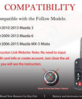 Key Fob Remote Replacement For Mazda MX 5 Miata Mazda 3 And Mazda 6 2006-2015 With compatibility details and battery installed