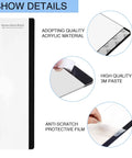 Transparent Monitor Memo Board Set, 2 Pack Slick Acrylic Side Panels with adhesive and protective film details shown