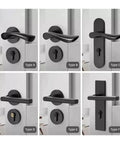 Black Silent Interior Door Lock Set With Keys For Bedroom And Bathroom Heavy Duty Zinc Alloy Handle, Type A to F Variants.