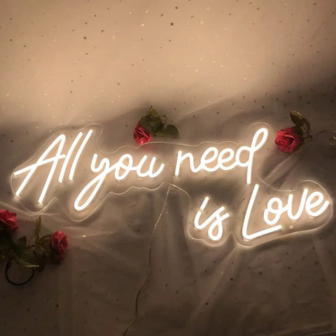 Go To Customizable Neon Sign Led Light For Weddings And Parties, Personalize Your Love Vibe, Ideal Bedroom Decor, wall-mounted with roses
