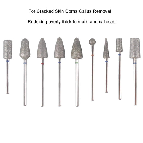 9 Piece Pedicure Cone Barrel Ball Drill Bit Set For Cracked Skin And Callus Removal 3 By 32 Shank Pro Diamond Foot Cuticle Bits