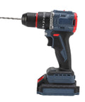 Heavy Duty Brushless Cordless Drill Kit Featuring 1500 RPM Dual Speed Gearbox with battery, ergonomic grip, and drill bit.