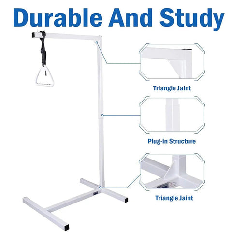 Bed Trapeze Bar With Stand Assist Lift And Bedside Rail Pull Up Handles for Enhanced Independence, detailed view of frame joints
