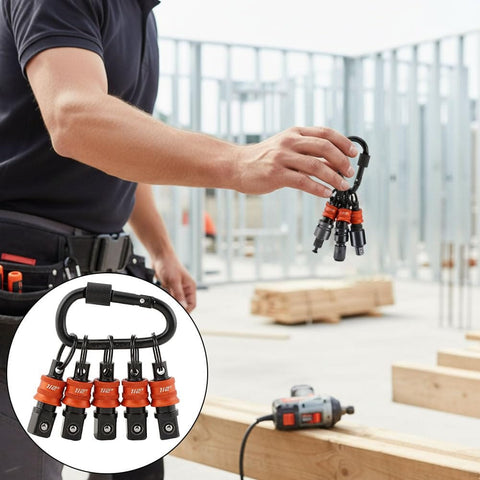 Half Inch Socket Holder Keychain 5 Pack With Heavy Duty Quick Release Clip And Locking Mechanism for easy on-belt access