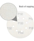 Back view of 5 Inch 8-Hole Sanding Disc Set With Hook And Loop Includes Grits 60 80 100 120 180 240 320 400 For Random Orbital Sander