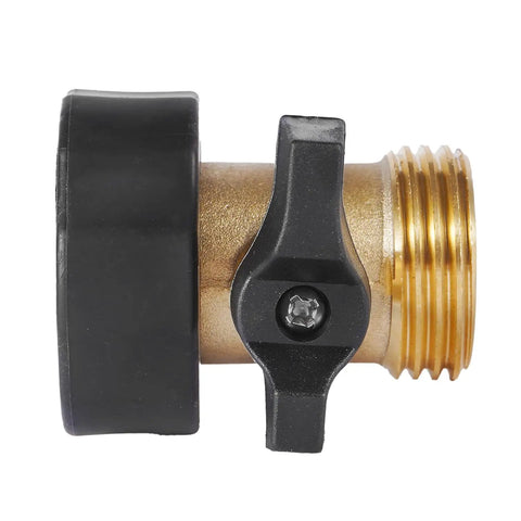 Two Pack Garden Hose Shut Off Valve With Easy Grip Rubber Handle Brass Construction Rust Resistant Durable Water Control For Lawn And Garden Ideal For Quick No Fuss Shut Off, brass valve close-up