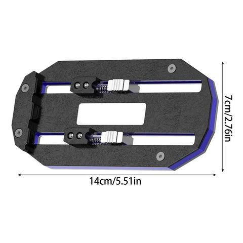 Beefy Pro Grade PCB Board Holder And Clamp For Soldering Dual Rail Push Clamp System Delivering Even Pressure 14cm x 7cm Angle View
