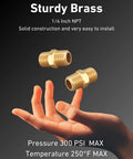 Brass 1/4 in NPT male-to-male pipe nipples, solid brass fittings, 10-piece set