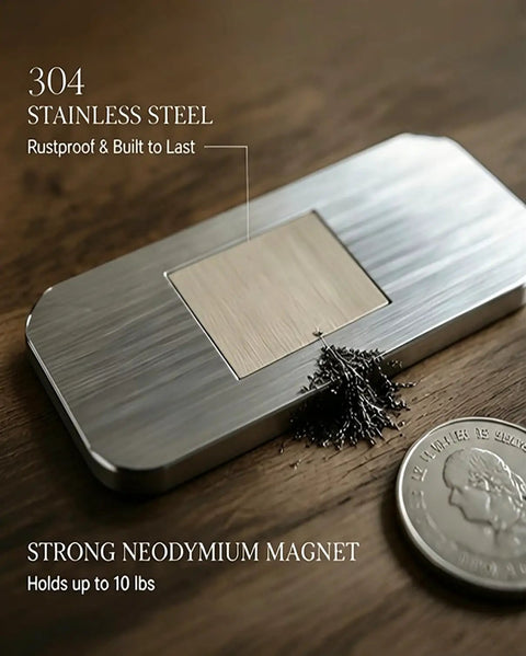 Close-up of a 20 Pack Magnetic Cabinet Catches For Doors And Drawers Heavy Duty Neodymium Stainless Steel Latches, 304 stainless steel