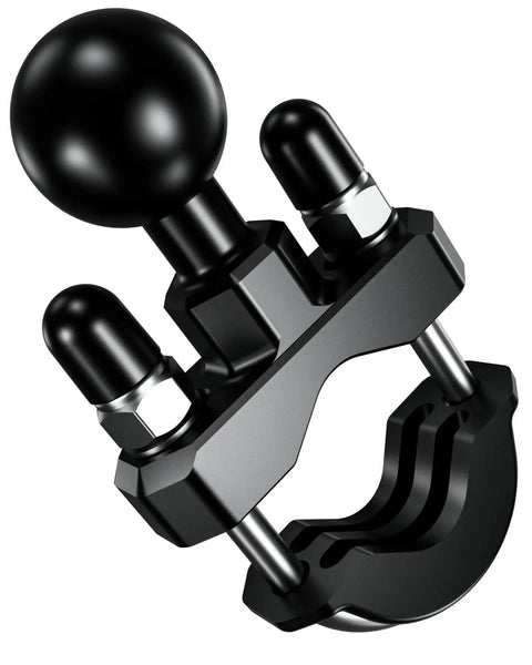 1 Inch Ball Handlebar U Bolt Mount Base Fits Round Rails 0.5 To 1.26 Inches RAM Mounts B Size Compatible With 1 Inch Ball Double Socket Arm Bike And Motorcycle Phone Holder, black mount with stainless steel clamp, side view