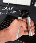 Hand using Metal Hand Grip Strengthener 100 To 350 Lb No Slip Heavy Duty Grip Strength Trainer With Gift Box for exercise.