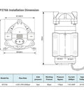 SP2766 installation dimensions for 75 GPD Self Priming RO Water Booster Pump For Zero Pressure Reverse Osmosis and Well or Storage Tank.