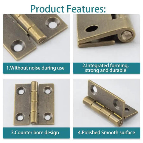 Six Pack 1 Inch Brass Cabinet Hinges Mini Rectangle Folding Butt Hinges For Small Jewelry Boxes Bronze Finish With Screws