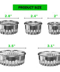 Five stainless steel fluted round cookie cutters in 2, 2.4, 2.8, 3.1, and 3.5 in sizes; heavy duty kitchen tool.